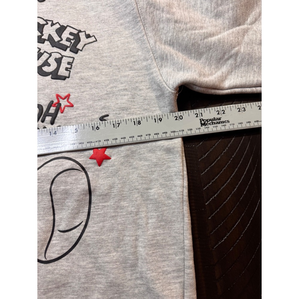 Disney Mickey Mouse Oh Boy Heather Gray Puff Print Sweatshirt M 8-10 - Picture 4 of 6